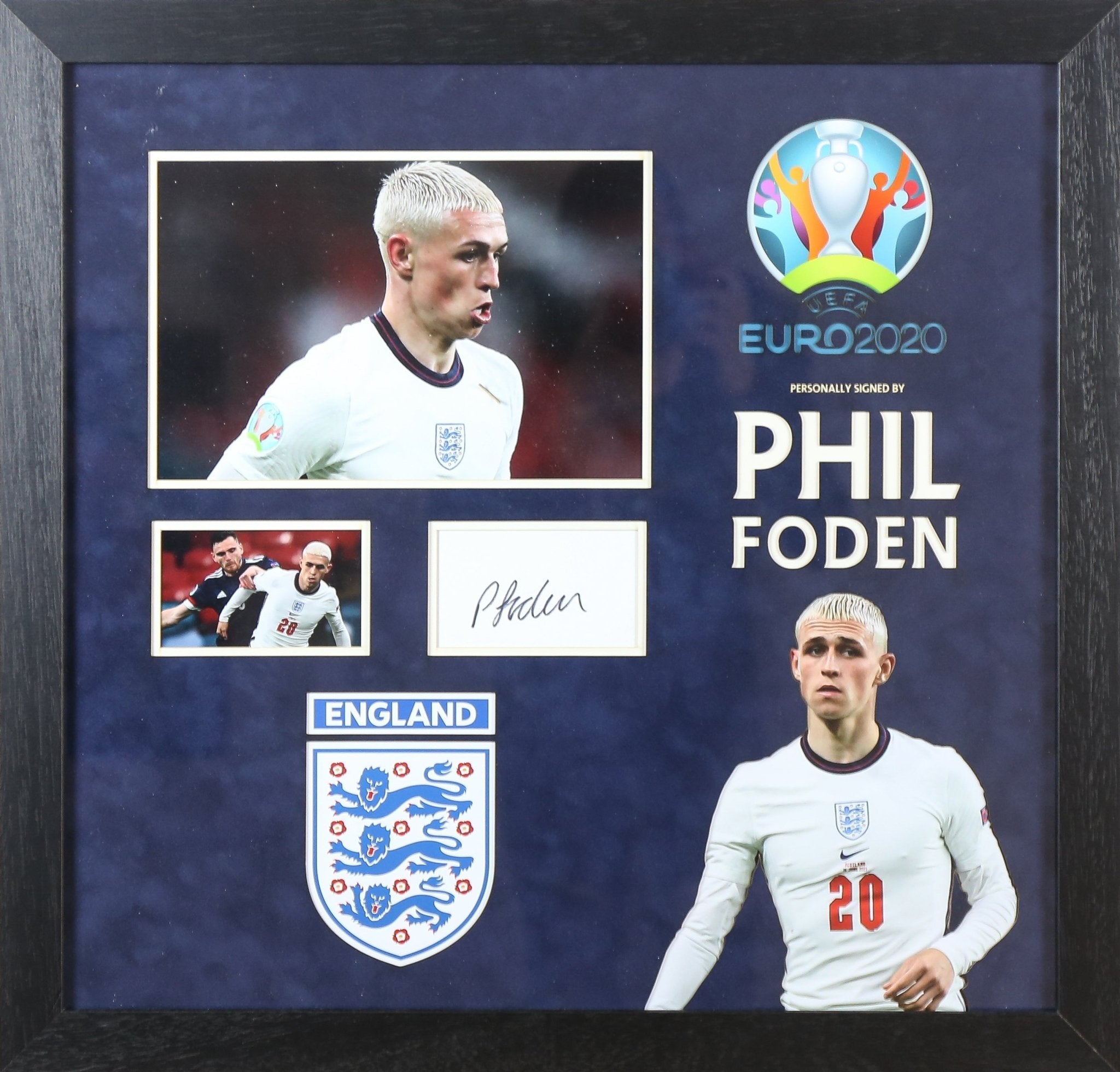Foden Signed Euro 2020 Whitecard Framed Display - Memorabilia Framers Shop